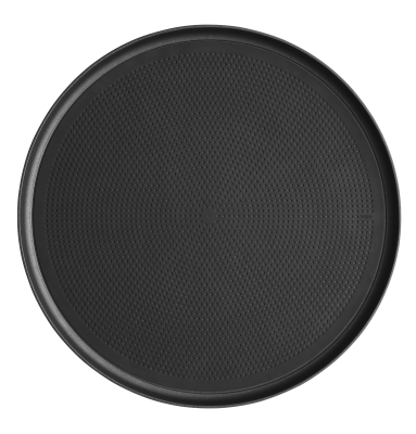 Schwarzes, rundes Vipp Tablett mit rutschfester Oberfläche, ideal für Küche und Servieren.